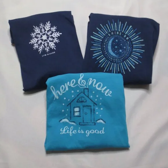 Life Is Good Women's Long Sleeve Tees - Navy and Blue - Picture 5 of 11